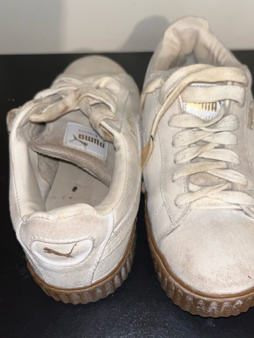 Puma Kids Suede Sneakers in Cream and Gum